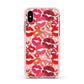 Kiss Print Apple iPhone Xs Impact Case Pink Edge on Silver Phone