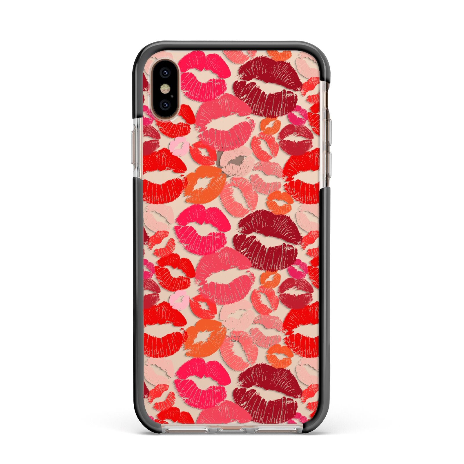 Kiss Print Apple iPhone Xs Max Impact Case Black Edge on Gold Phone