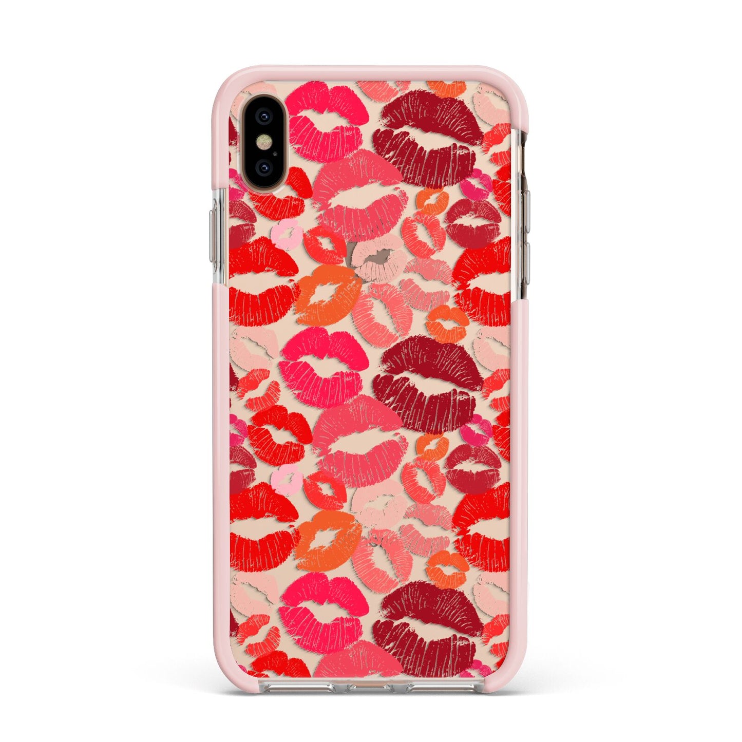 Kiss Print Apple iPhone Xs Max Impact Case Pink Edge on Gold Phone