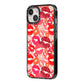 Kiss Print iPhone 14 Black Impact Case Side Angle on Silver phone