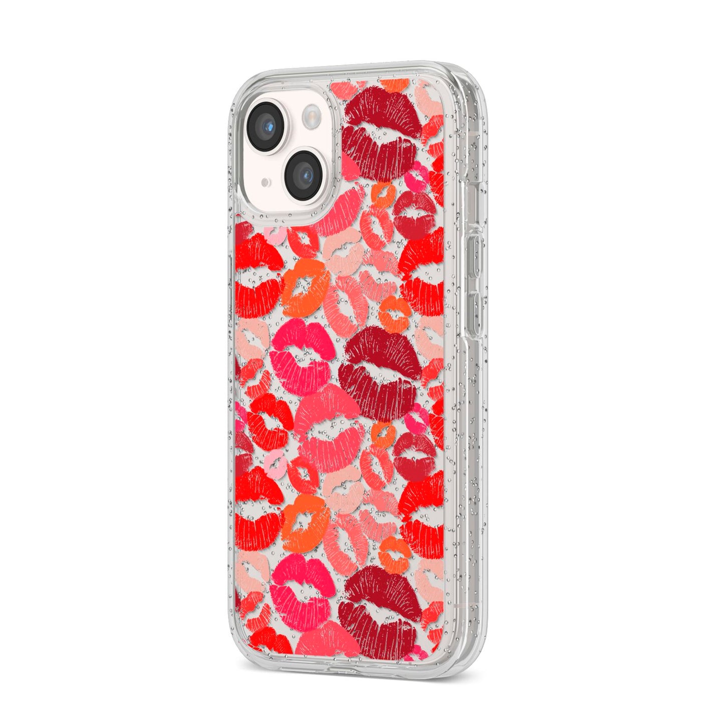 Kiss Print iPhone 14 Glitter Tough Case Starlight Angled Image
