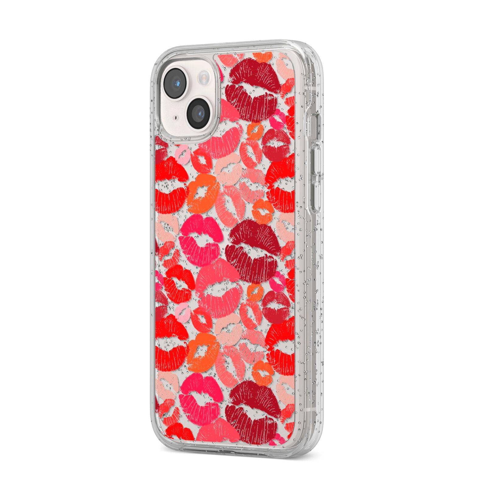 Kiss Print iPhone 14 Plus Glitter Tough Case Starlight Angled Image