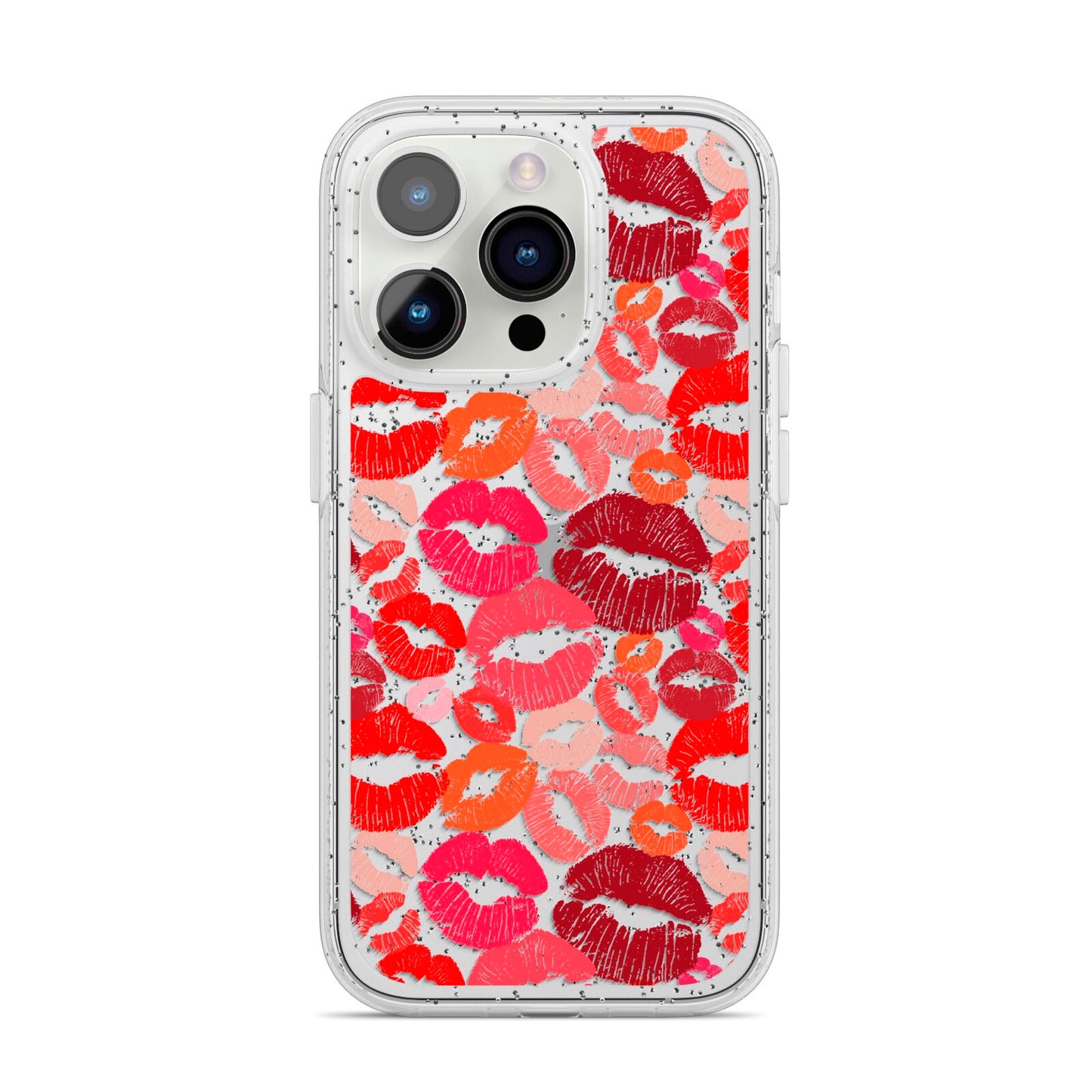 Kiss Print iPhone 14 Pro Glitter Tough Case Silver