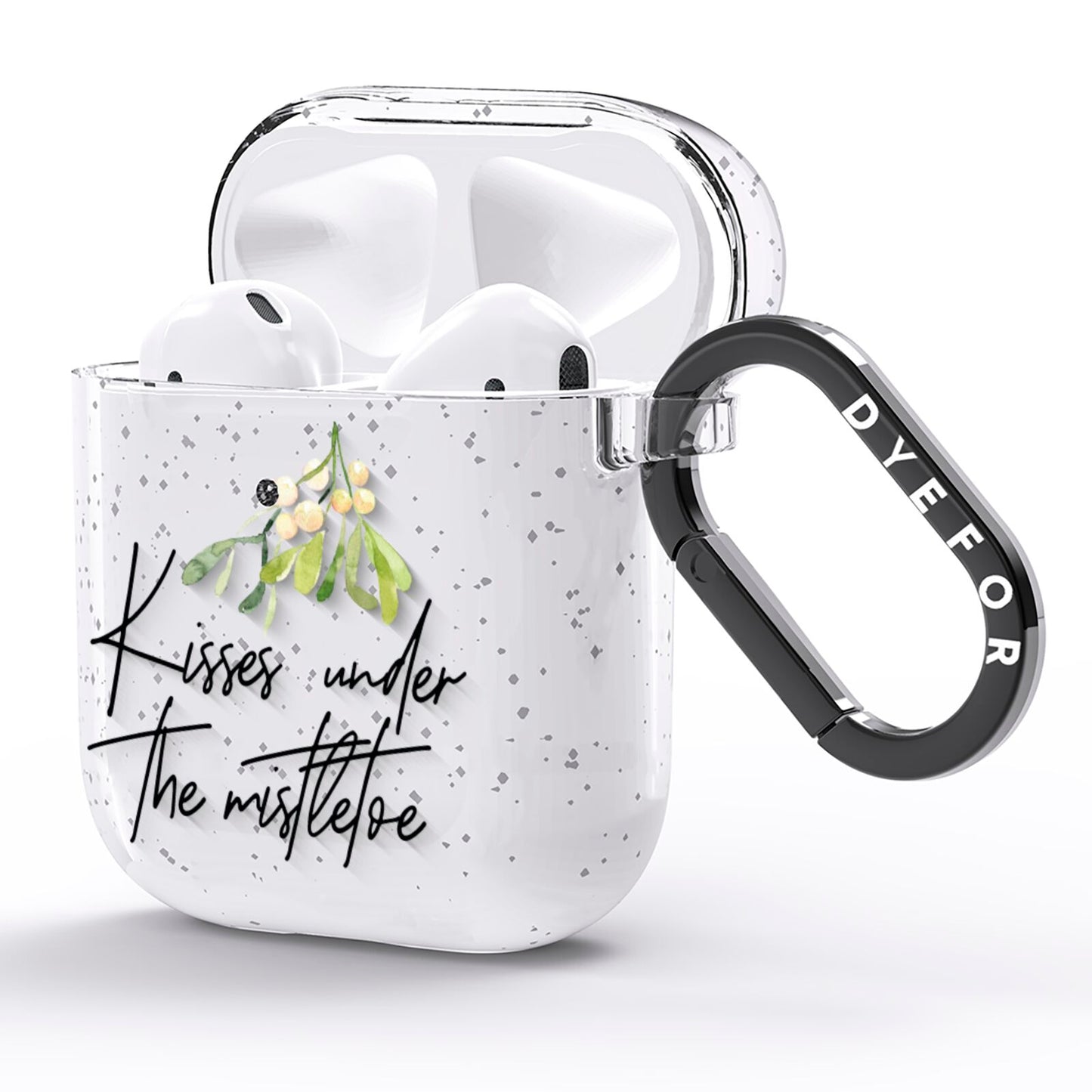 Kisses Under The Mistletoe AirPods Glitter Case Side Image