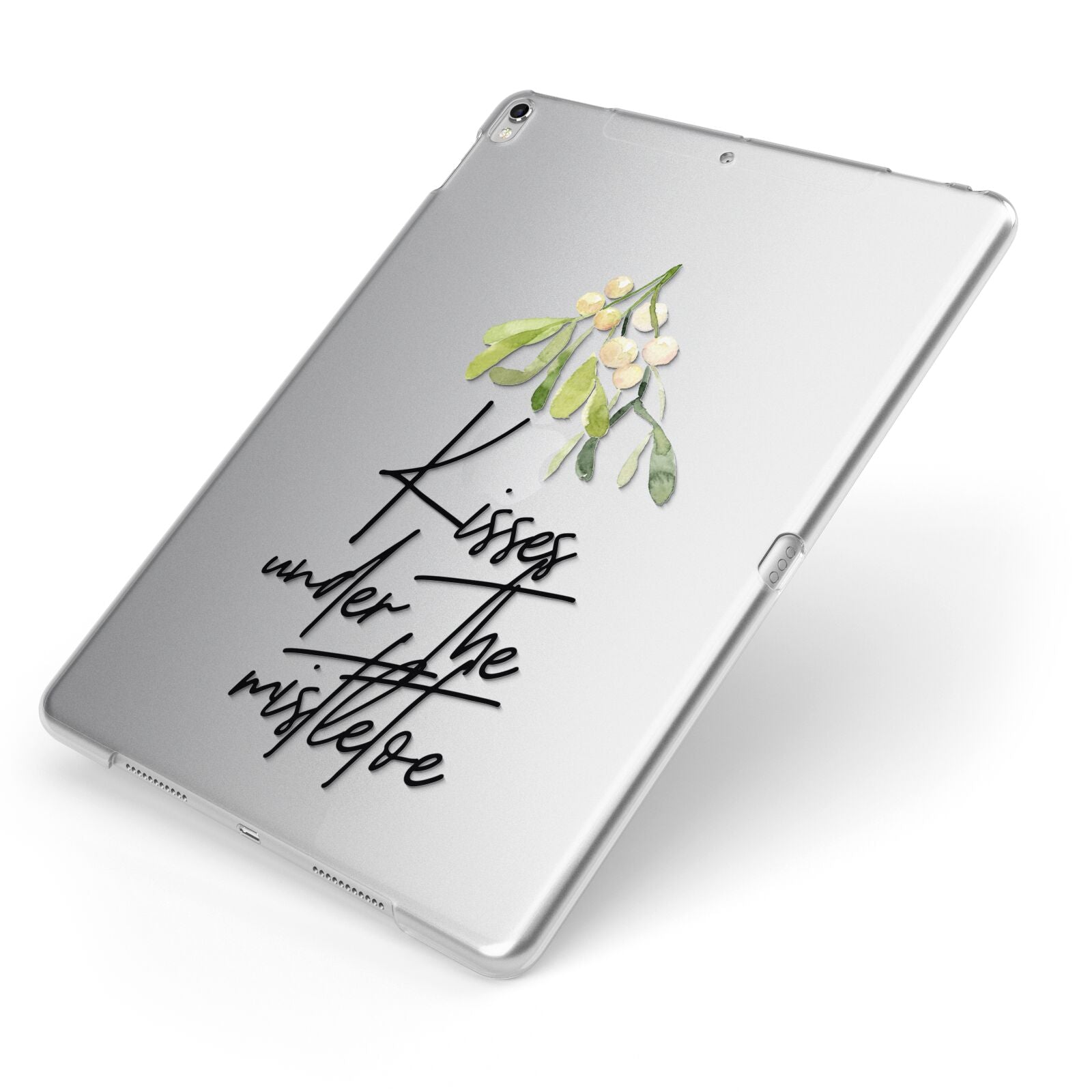 Kisses Under The Mistletoe Apple iPad Case on Silver iPad Side View