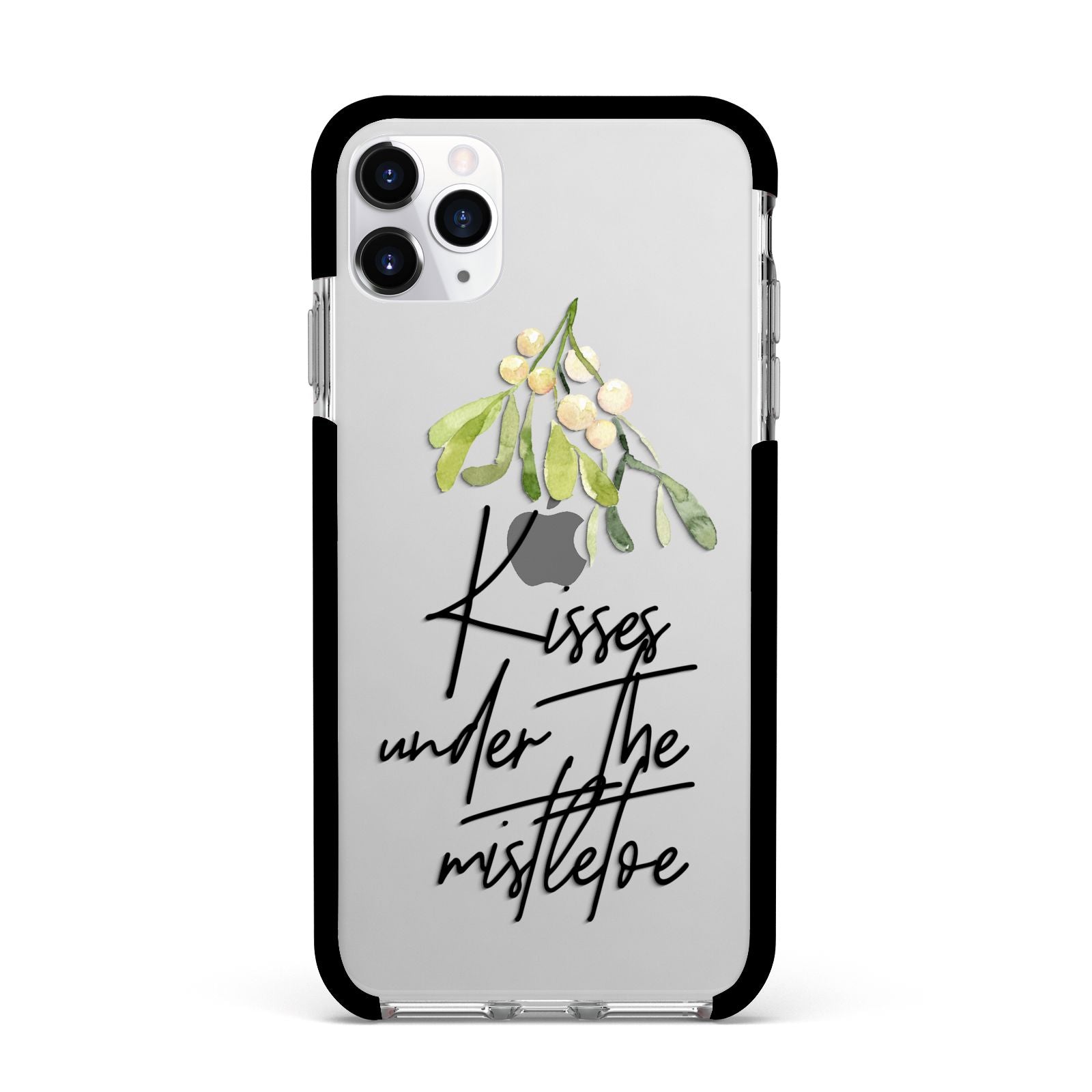 Kisses Under The Mistletoe Apple iPhone 11 Pro Max in Silver with Black Impact Case