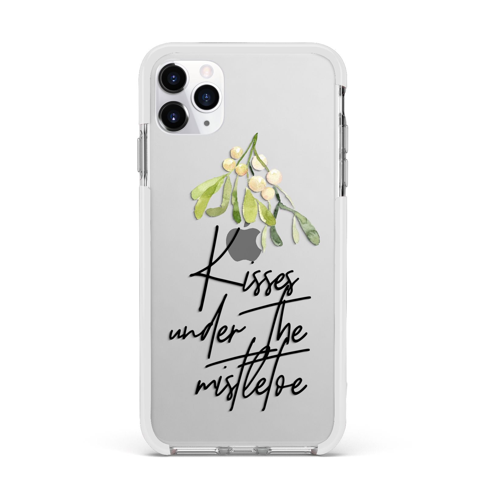Kisses Under The Mistletoe Apple iPhone 11 Pro Max in Silver with White Impact Case