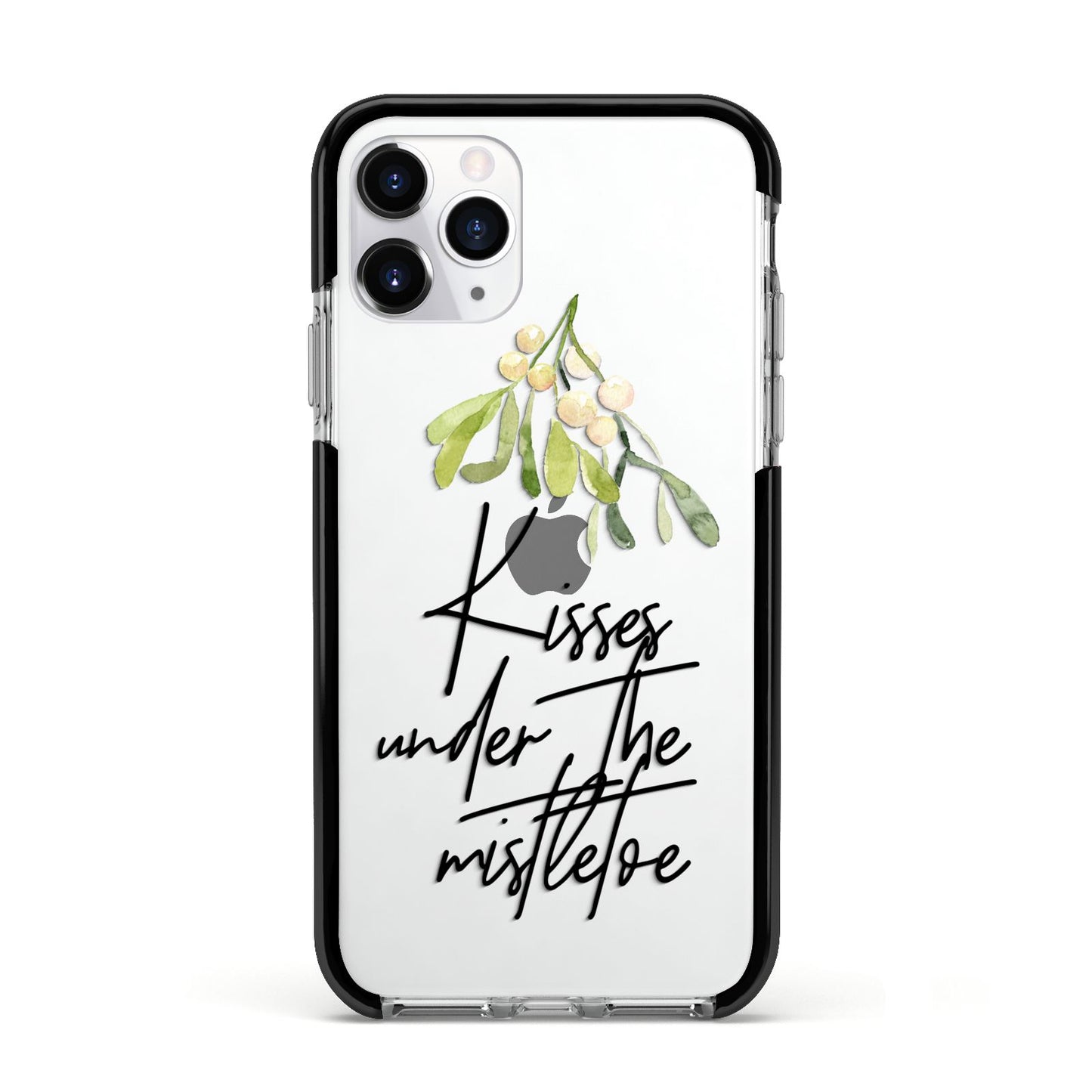 Kisses Under The Mistletoe Apple iPhone 11 Pro in Silver with Black Impact Case