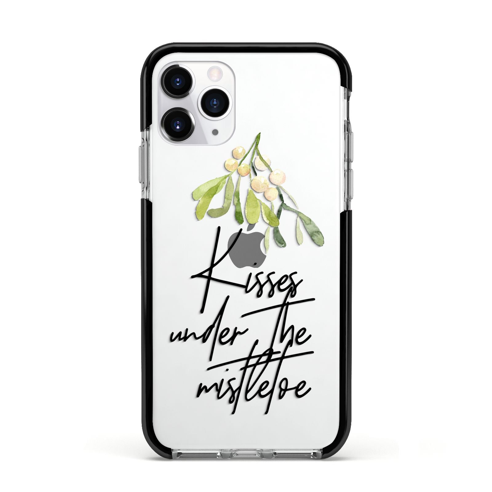 Kisses Under The Mistletoe Apple iPhone 11 Pro in Silver with Black Impact Case