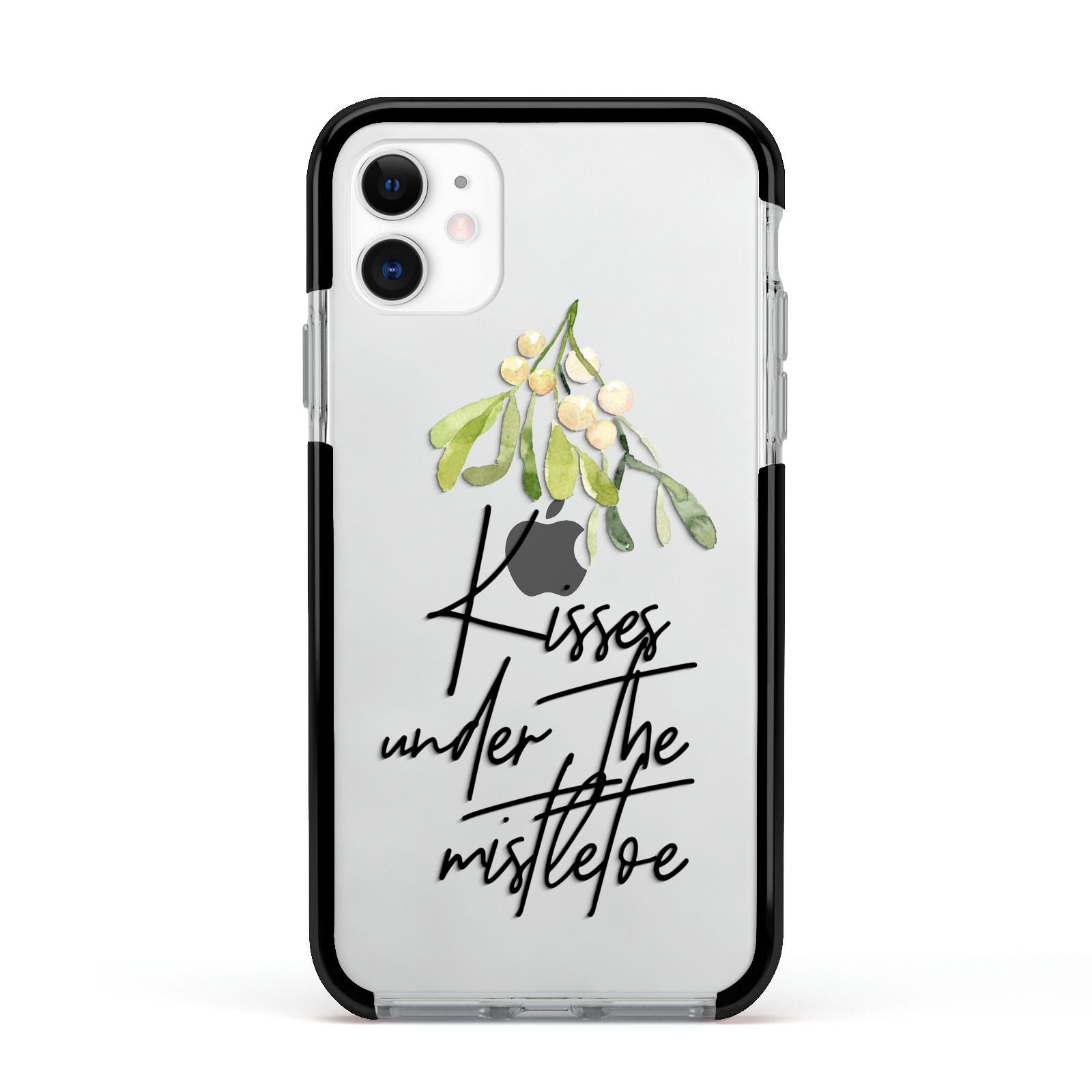 Kisses Under The Mistletoe Apple iPhone 11 in White with Black Impact Case