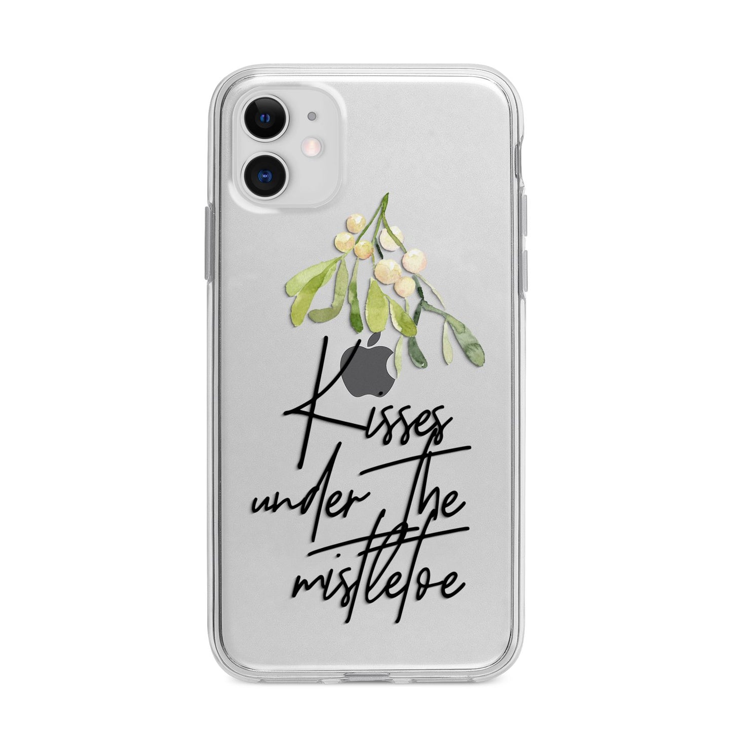 Kisses Under The Mistletoe Apple iPhone 11 in White with Bumper Case