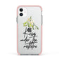 Kisses Under The Mistletoe Apple iPhone 11 in White with Pink Impact Case