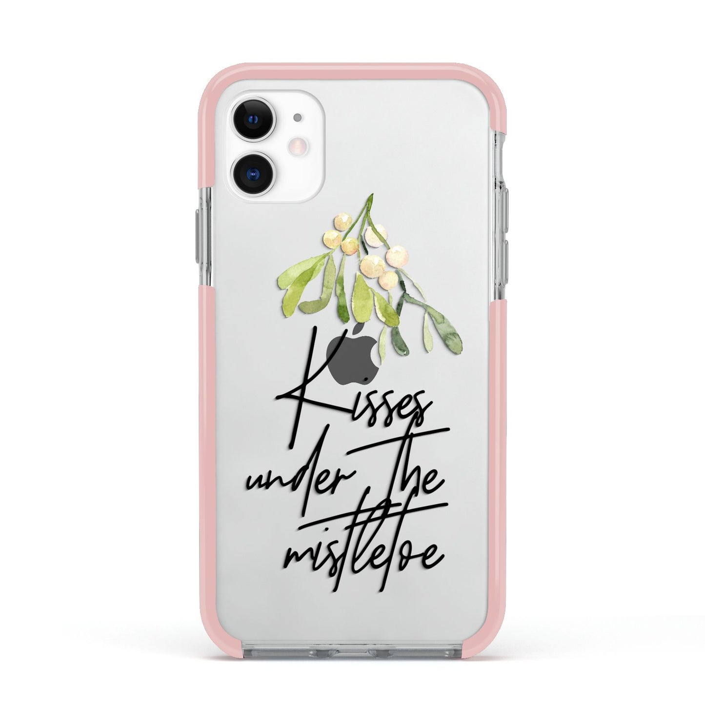 Kisses Under The Mistletoe Apple iPhone 11 in White with Pink Impact Case
