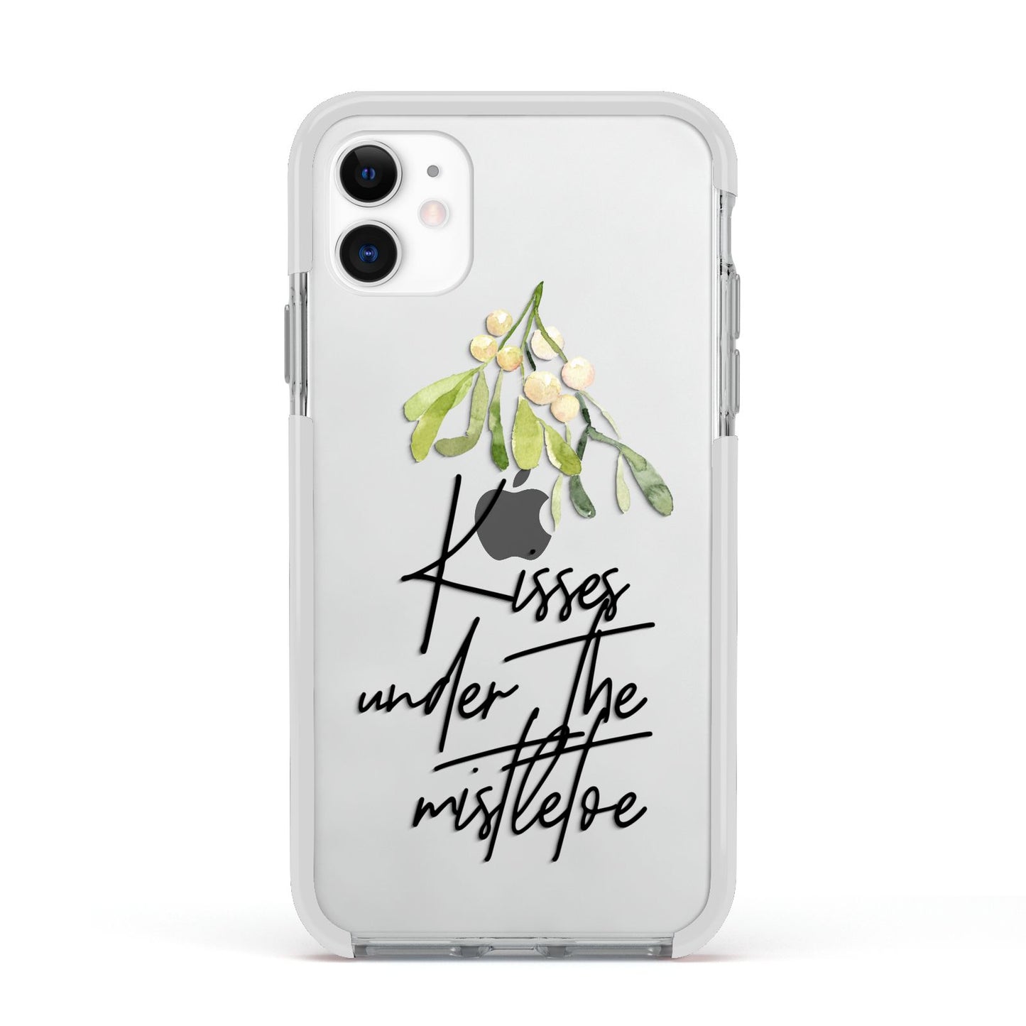 Kisses Under The Mistletoe Apple iPhone 11 in White with White Impact Case