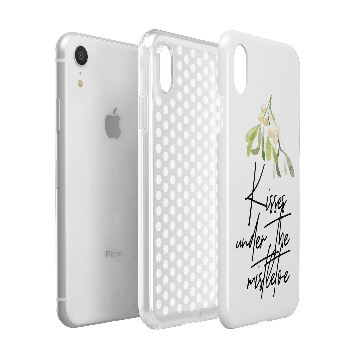 Kisses Under The Mistletoe Apple iPhone XR White 3D Tough Case Expanded view