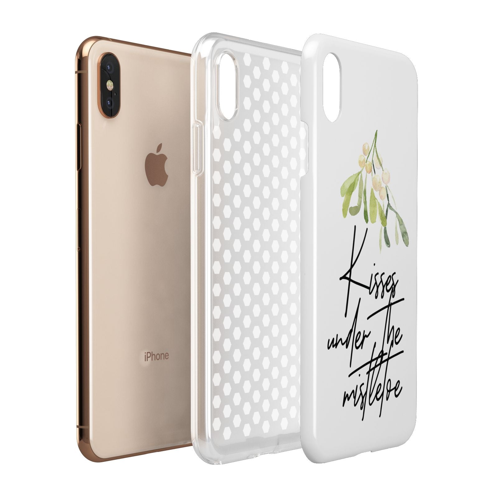 Kisses Under The Mistletoe Apple iPhone Xs Max 3D Tough Case Expanded View