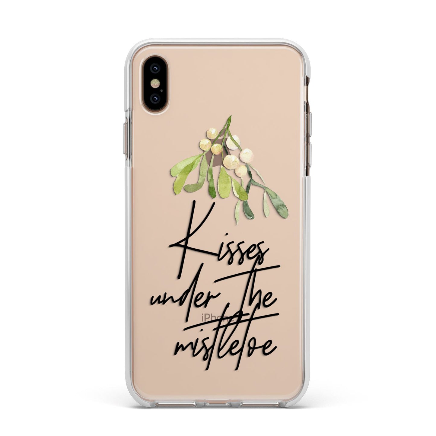 Kisses Under The Mistletoe Apple iPhone Xs Max Impact Case White Edge on Gold Phone