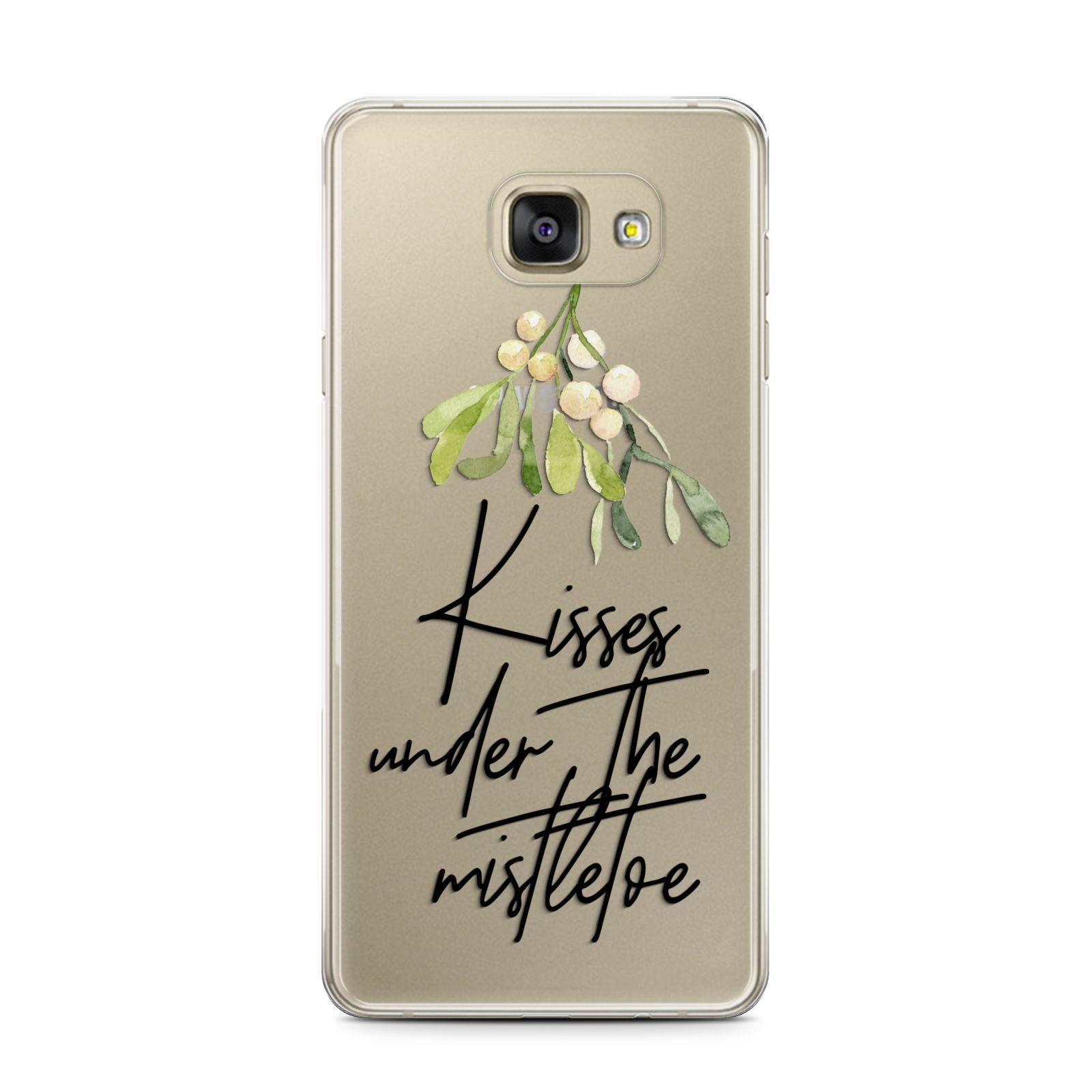 Kisses Under The Mistletoe Samsung Galaxy A7 2016 Case on gold phone