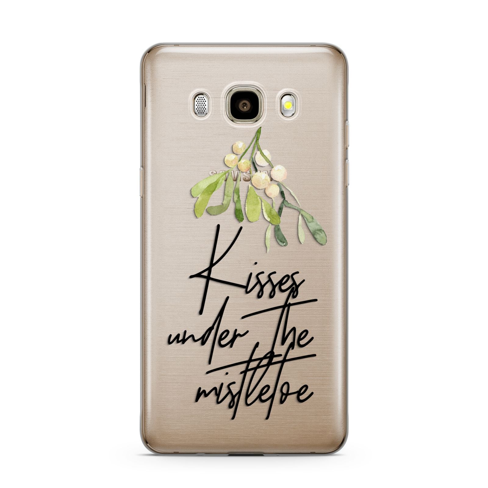 Kisses Under The Mistletoe Samsung Galaxy J7 2016 Case on gold phone