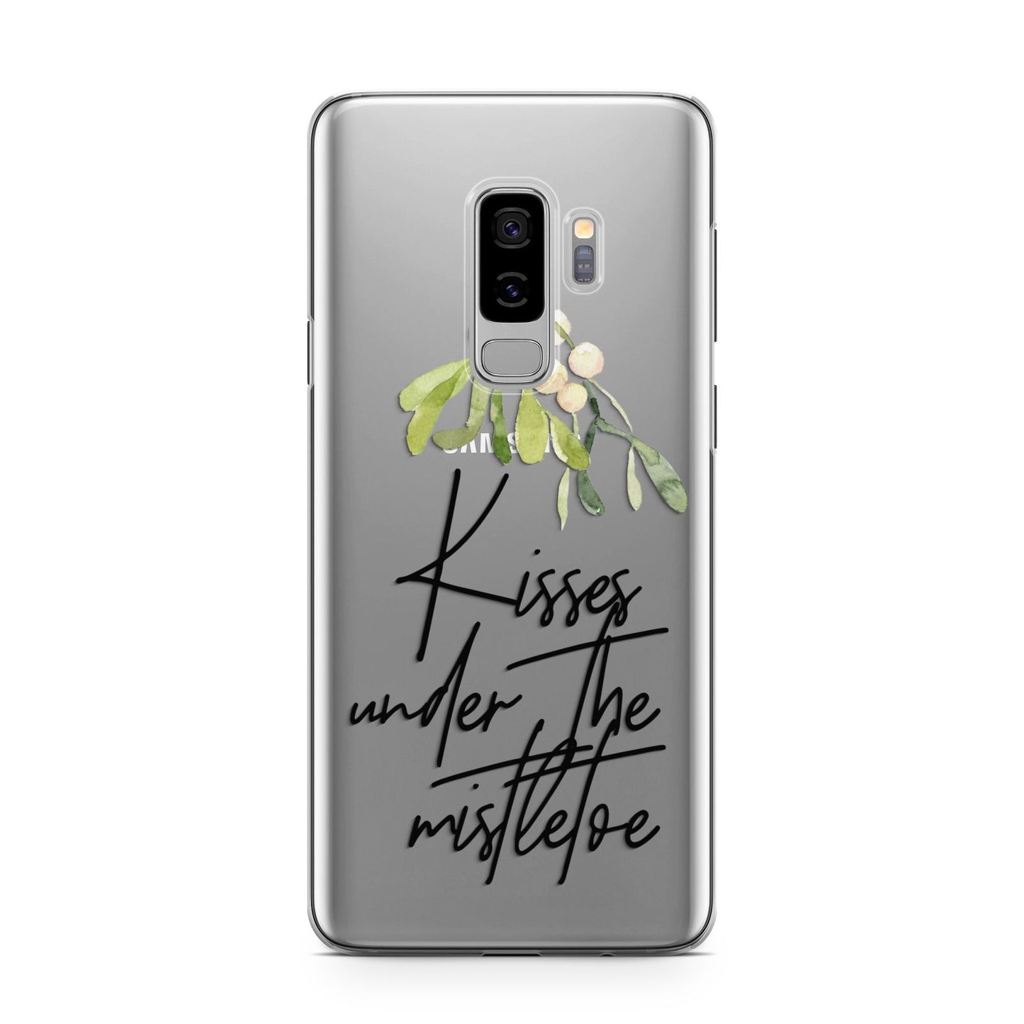 Kisses Under The Mistletoe Samsung Galaxy S9 Plus Case on Silver phone