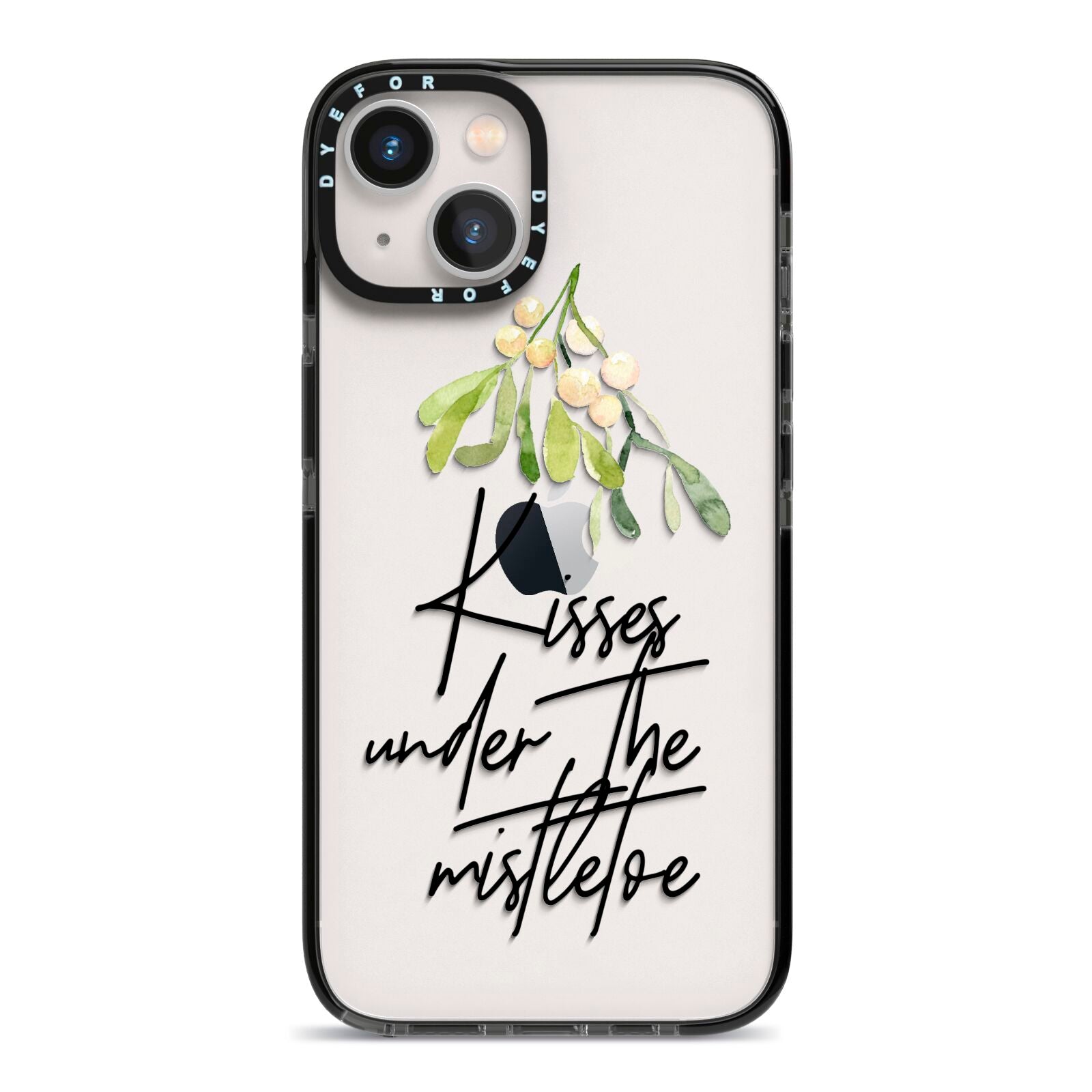 Kisses Under The Mistletoe iPhone 13 Black Impact Case on Silver phone