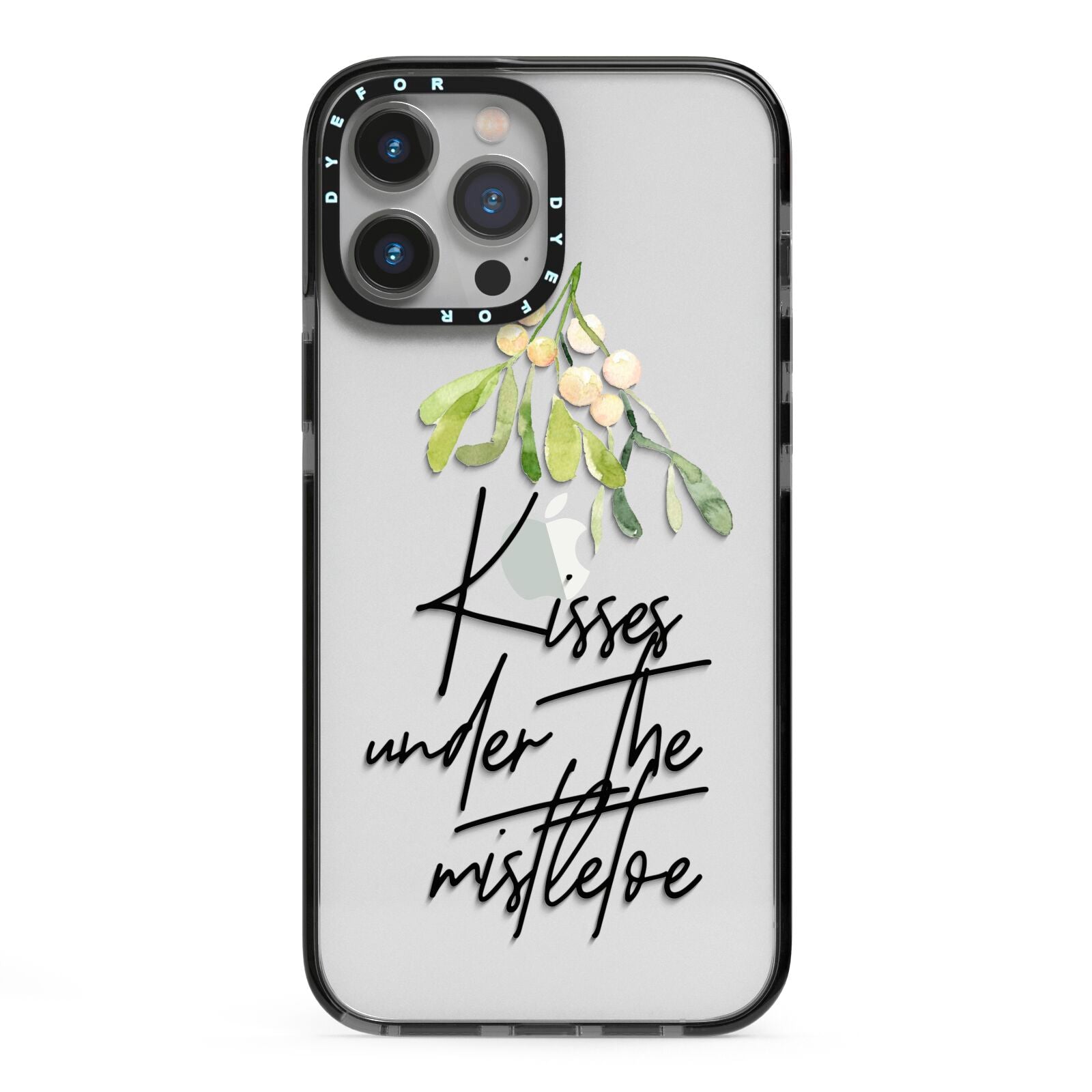 Kisses Under The Mistletoe iPhone 13 Pro Max Black Impact Case on Silver phone