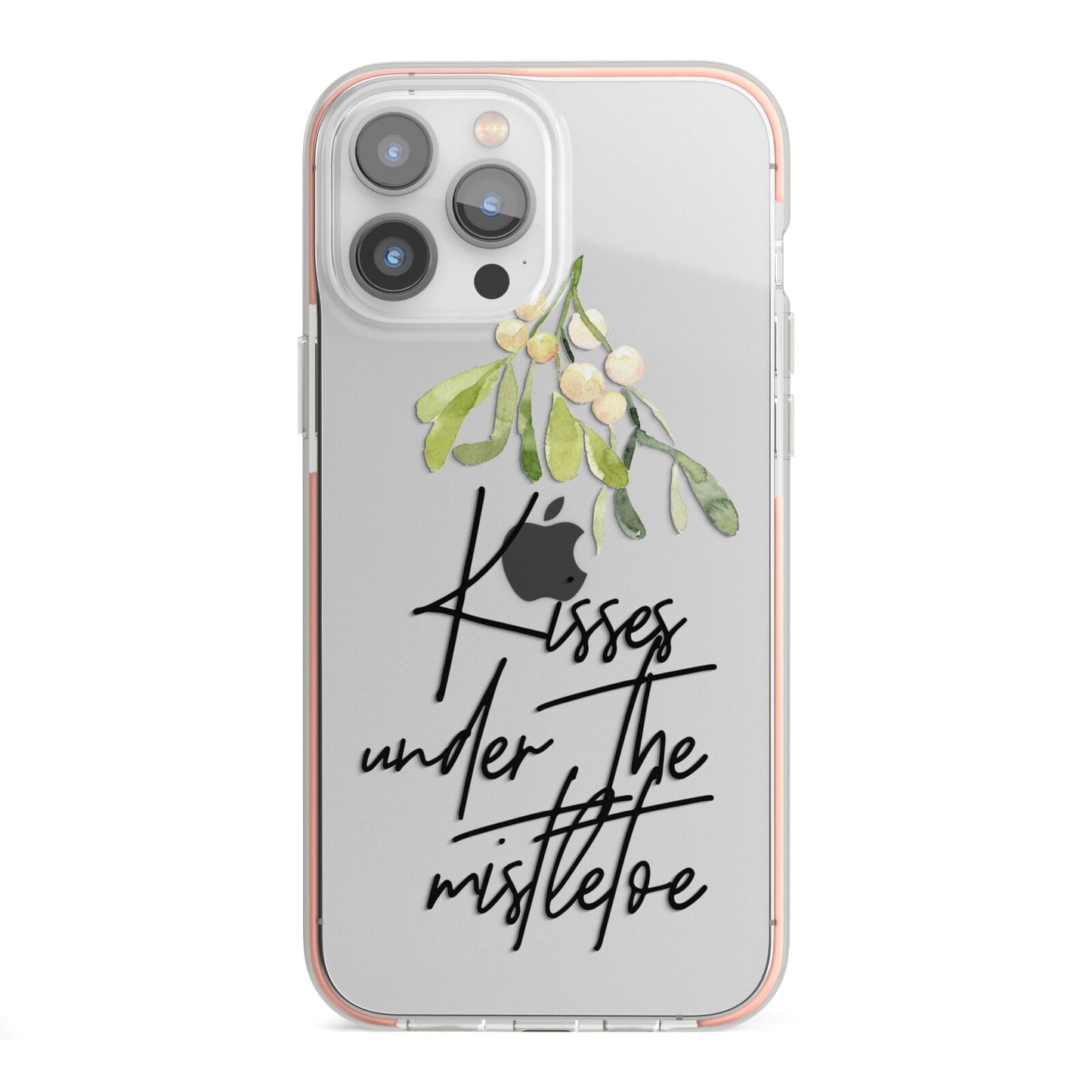 Kisses Under The Mistletoe iPhone 13 Pro Max TPU Impact Case with Pink Edges