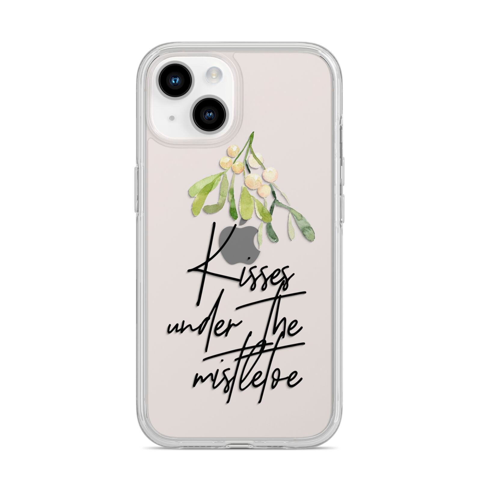 Kisses Under The Mistletoe iPhone 14 Clear Tough Case Starlight