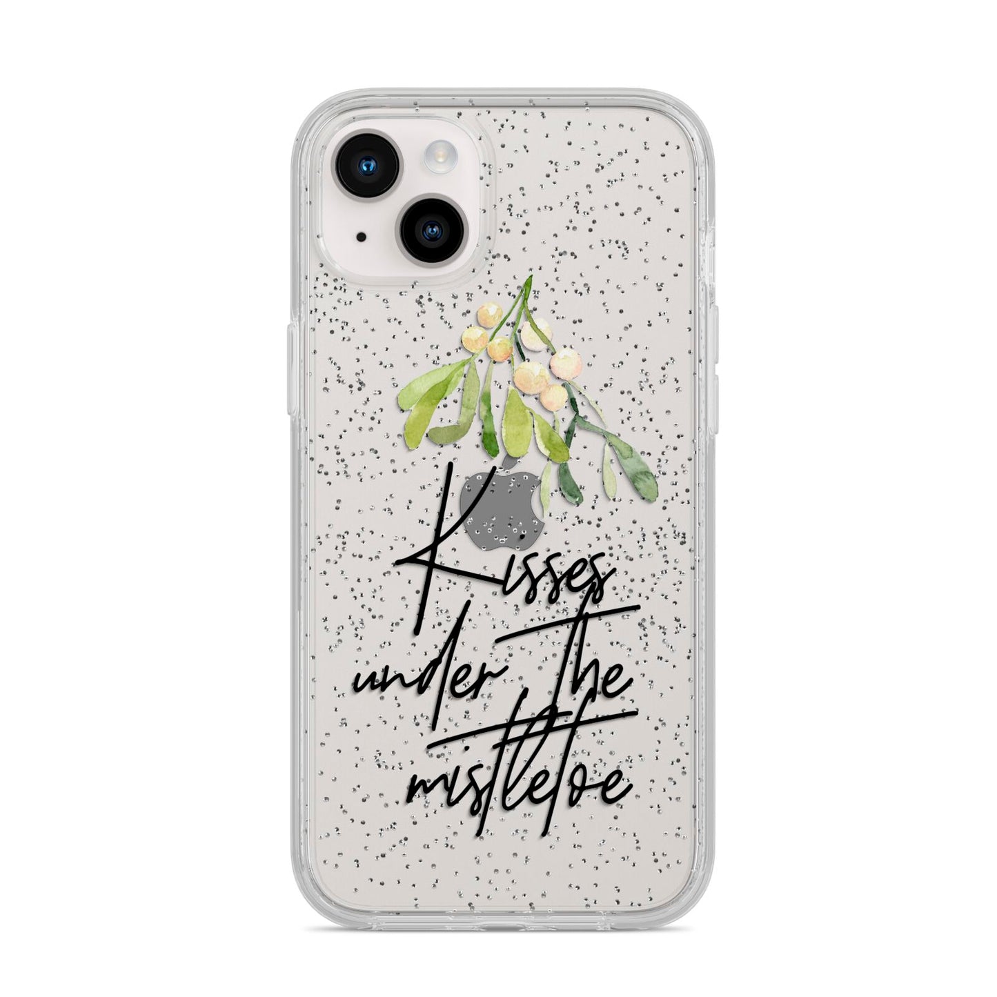 Kisses Under The Mistletoe iPhone 14 Plus Glitter Tough Case Starlight