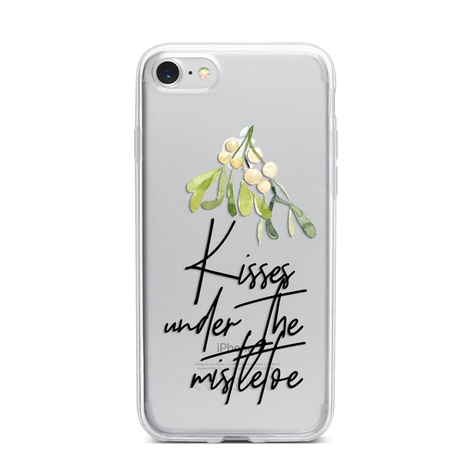 Kisses Under The Mistletoe iPhone 7 Bumper Case on Silver iPhone
