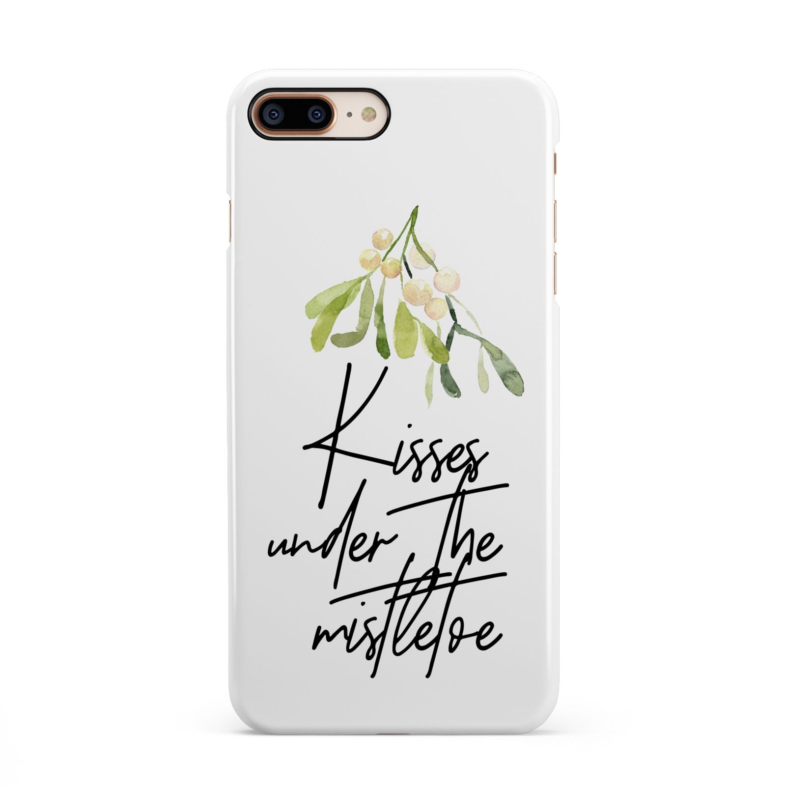 Kisses Under The Mistletoe iPhone 8 Plus 3D Snap Case on Gold Phone