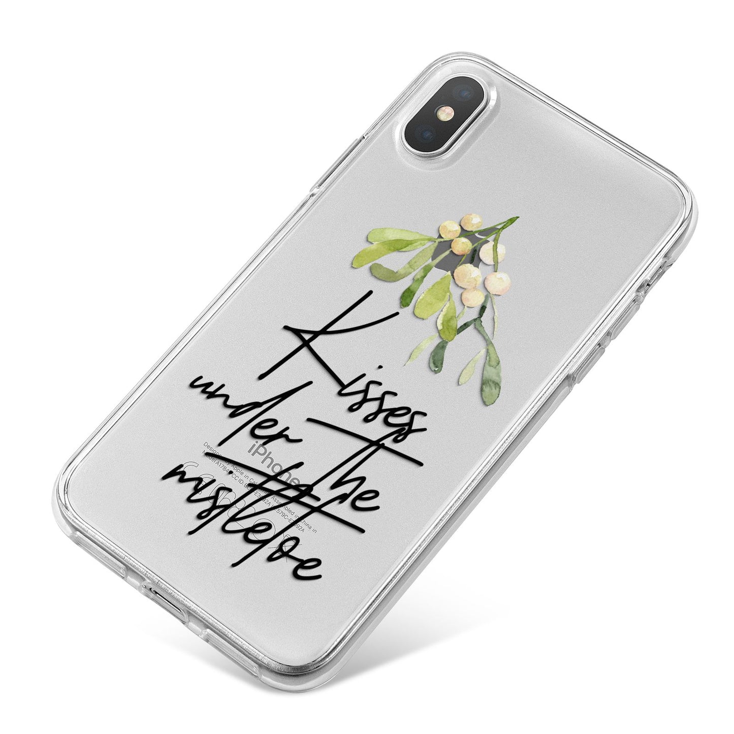 Kisses Under The Mistletoe iPhone X Bumper Case on Silver iPhone