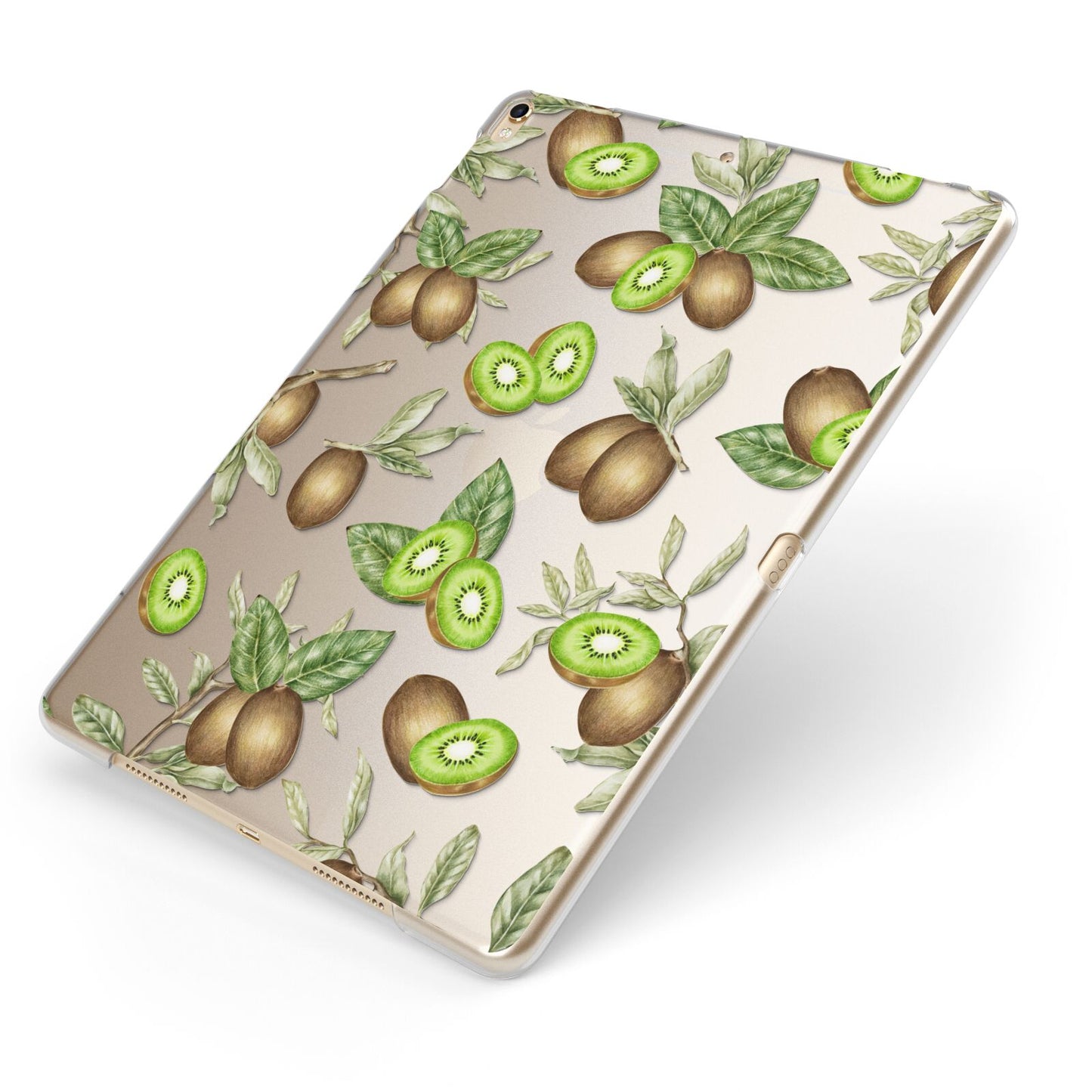 Kiwi Fruit Apple iPad Case on Gold iPad Side View