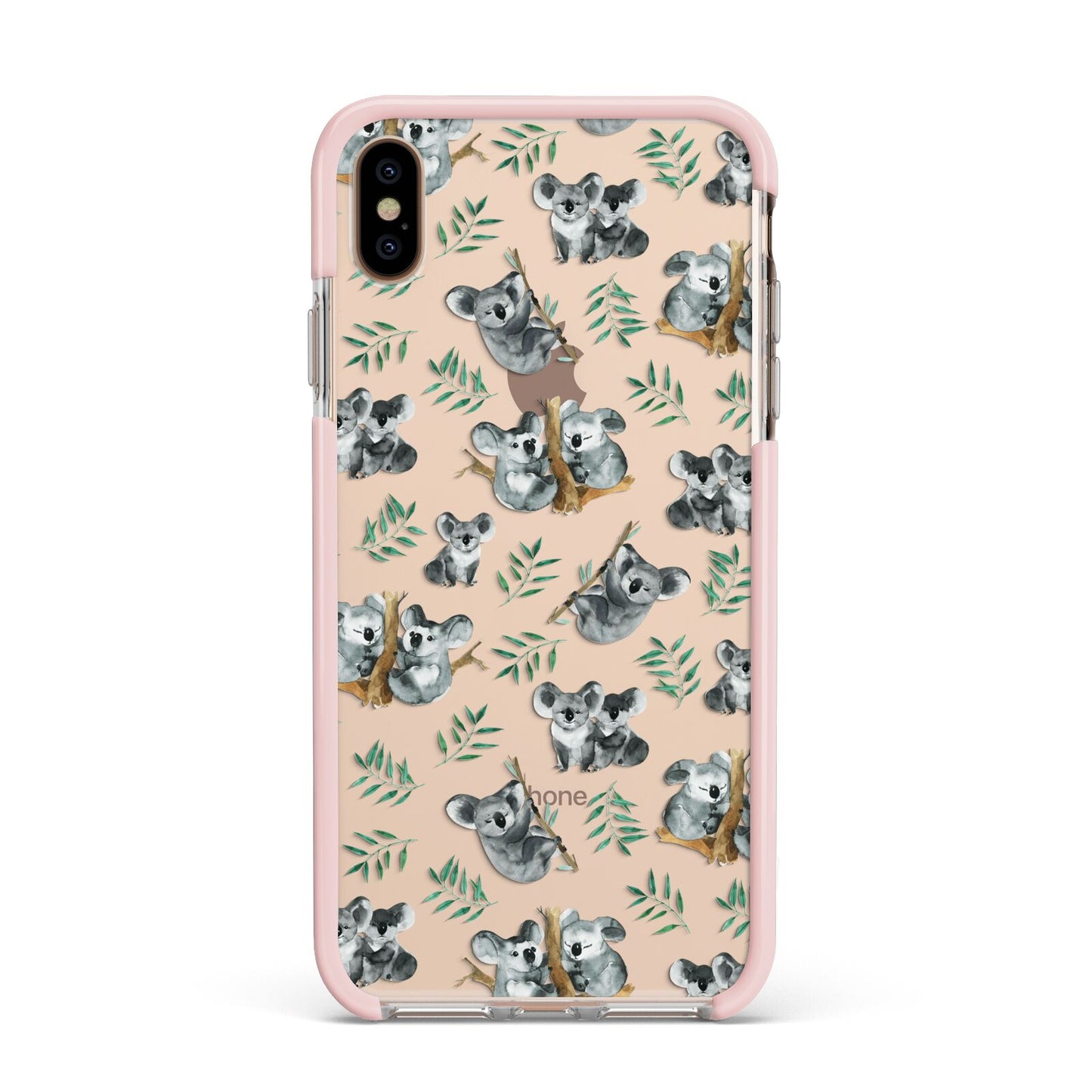 Koala Bear Apple iPhone Xs Max Impact Case Pink Edge on Gold Phone