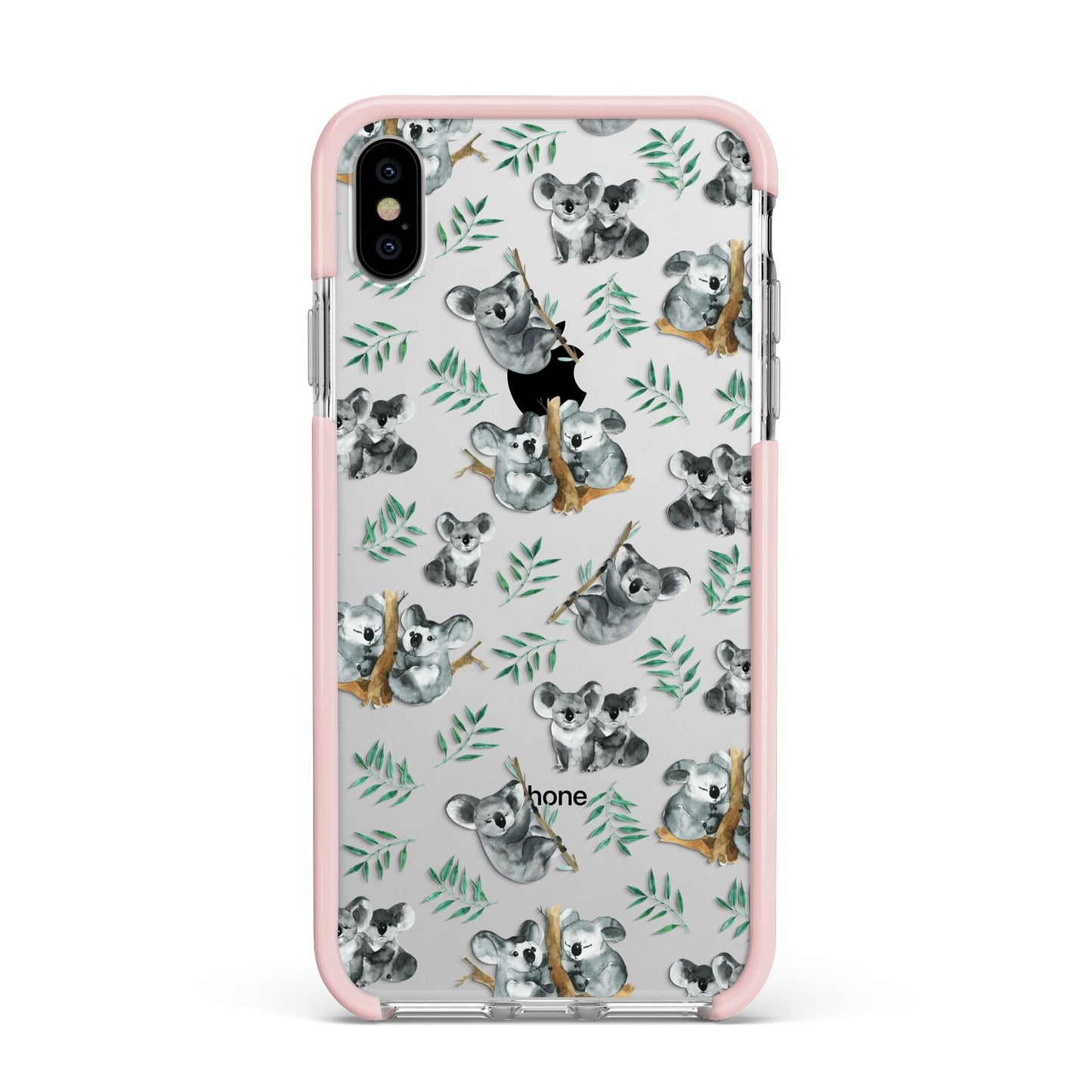 Koala Bear Apple iPhone Xs Max Impact Case Pink Edge on Silver Phone