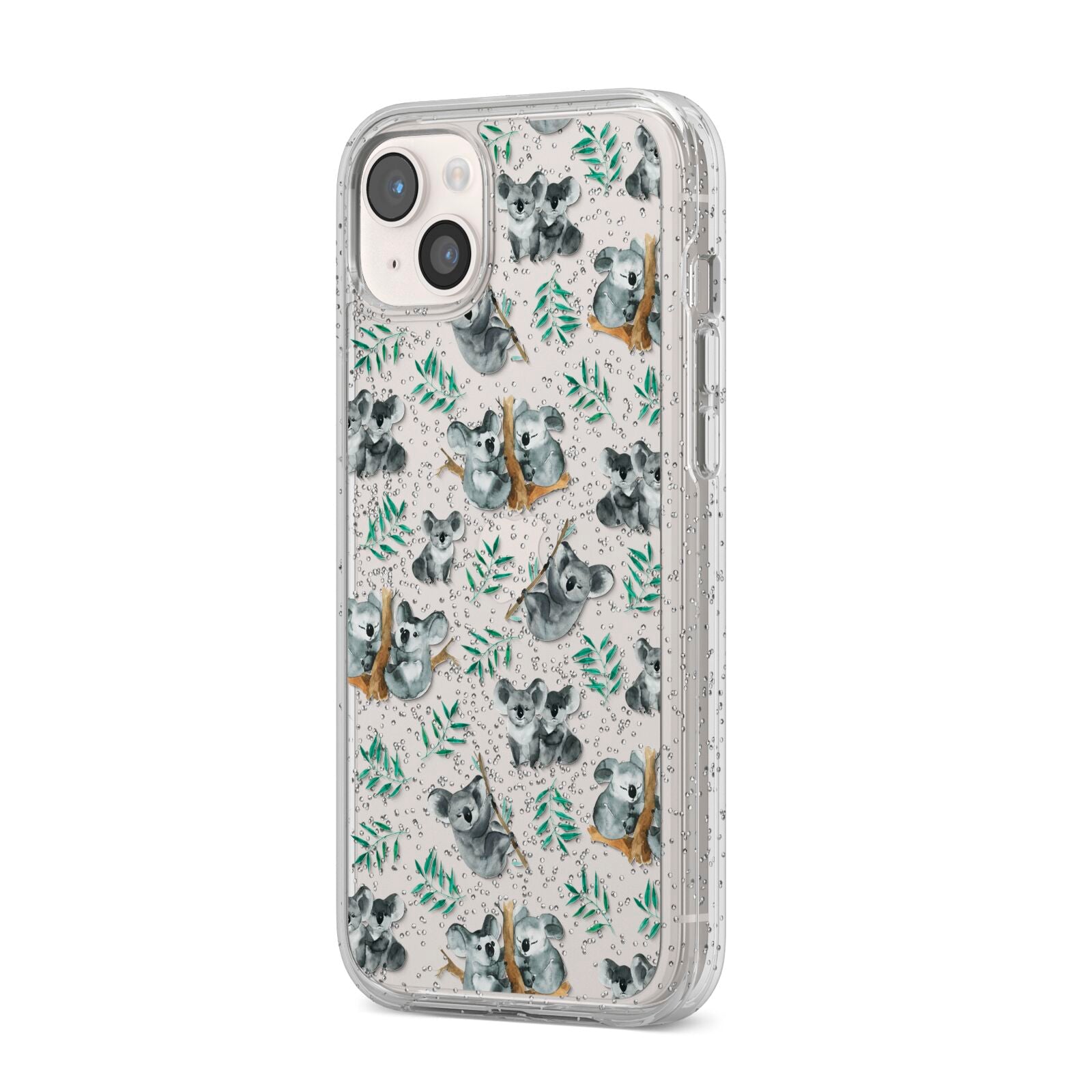 Koala Bear iPhone 14 Plus Glitter Tough Case Starlight Angled Image