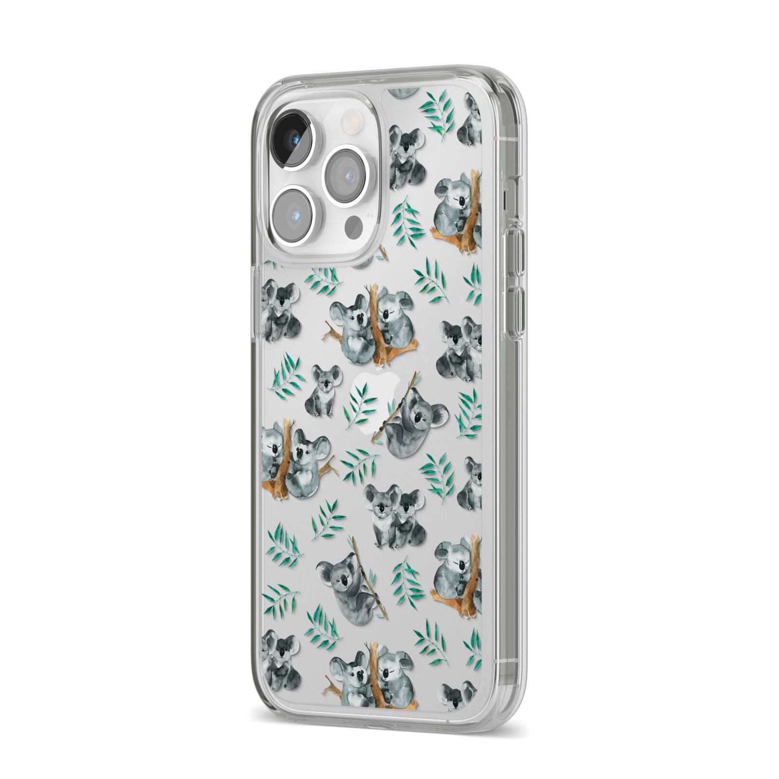Koala Bear iPhone 14 Pro Max Clear Tough Case Silver Angled Image