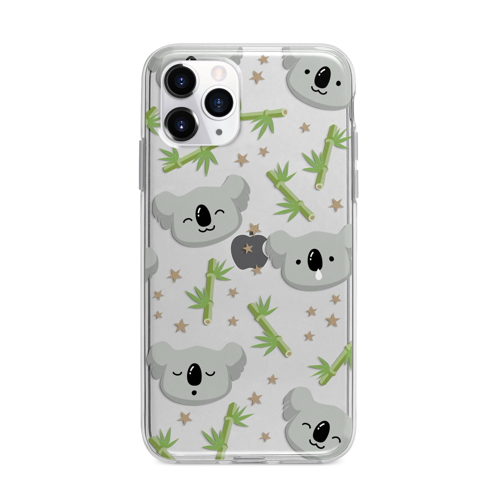 Koala Faces with Transparent Background Apple iPhone 11 Pro Max in Silver with Bumper Case