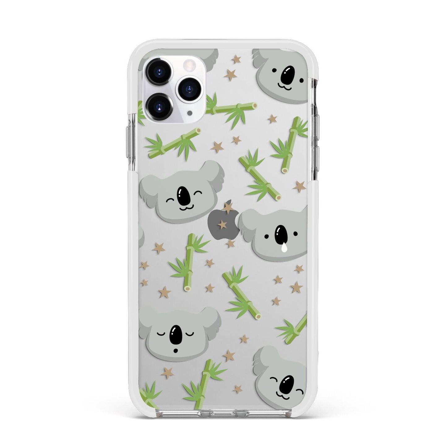 Koala Faces with Transparent Background Apple iPhone 11 Pro Max in Silver with White Impact Case