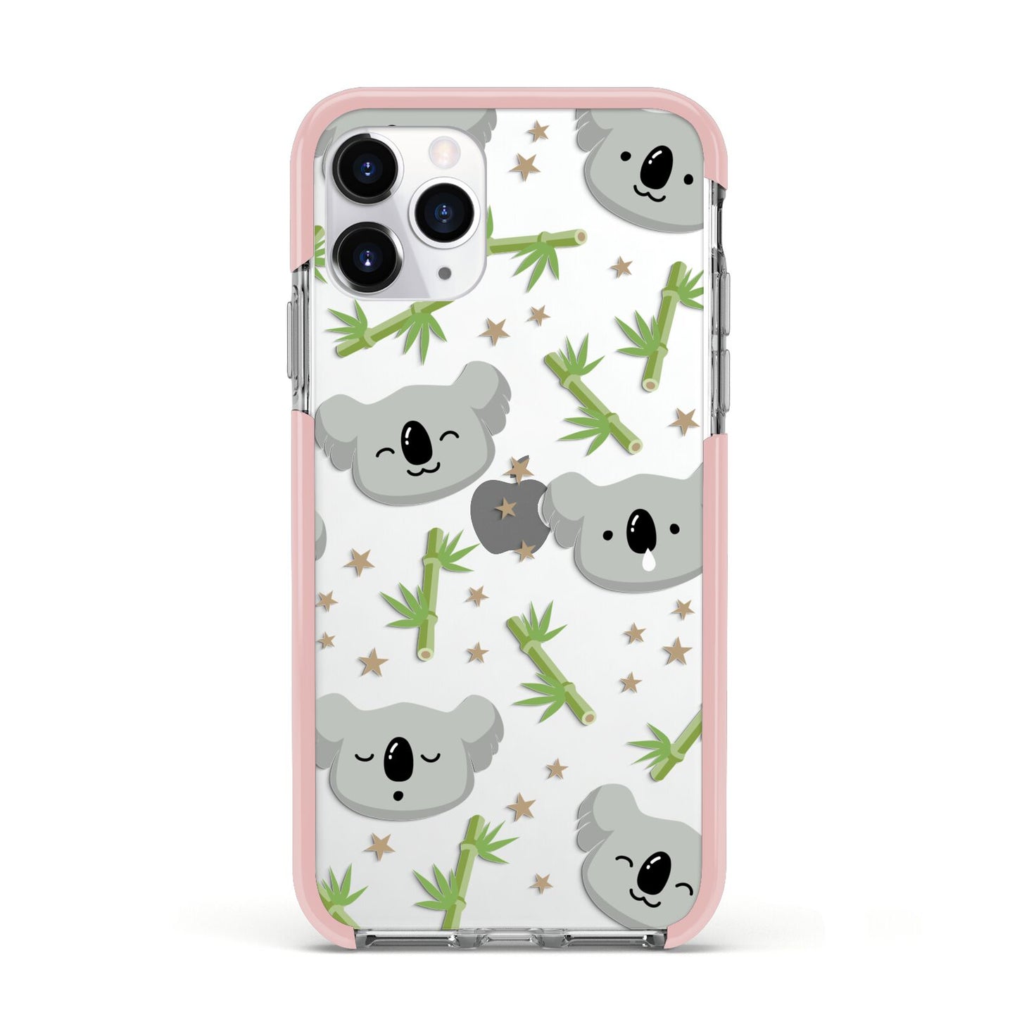 Koala Faces with Transparent Background Apple iPhone 11 Pro in Silver with Pink Impact Case