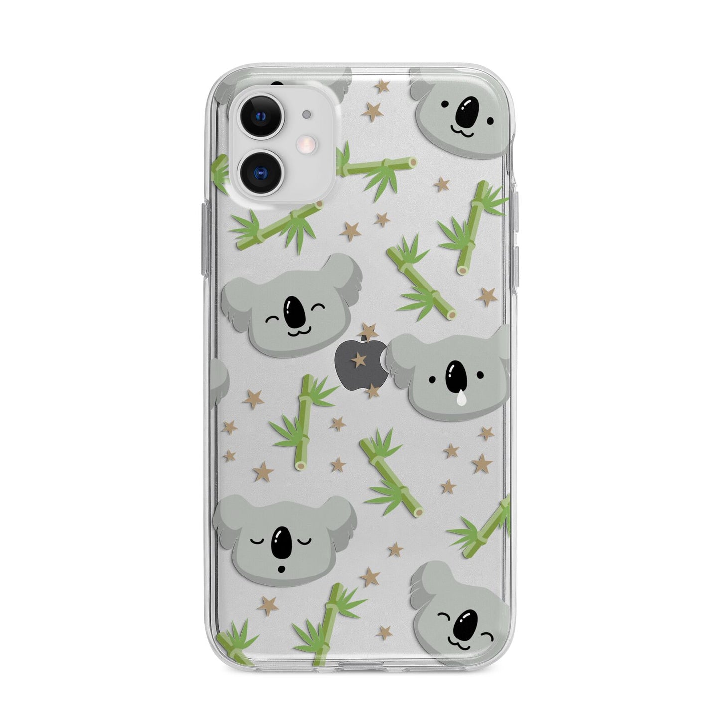 Koala Faces with Transparent Background Apple iPhone 11 in White with Bumper Case
