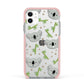Koala Faces with Transparent Background Apple iPhone 11 in White with Pink Impact Case