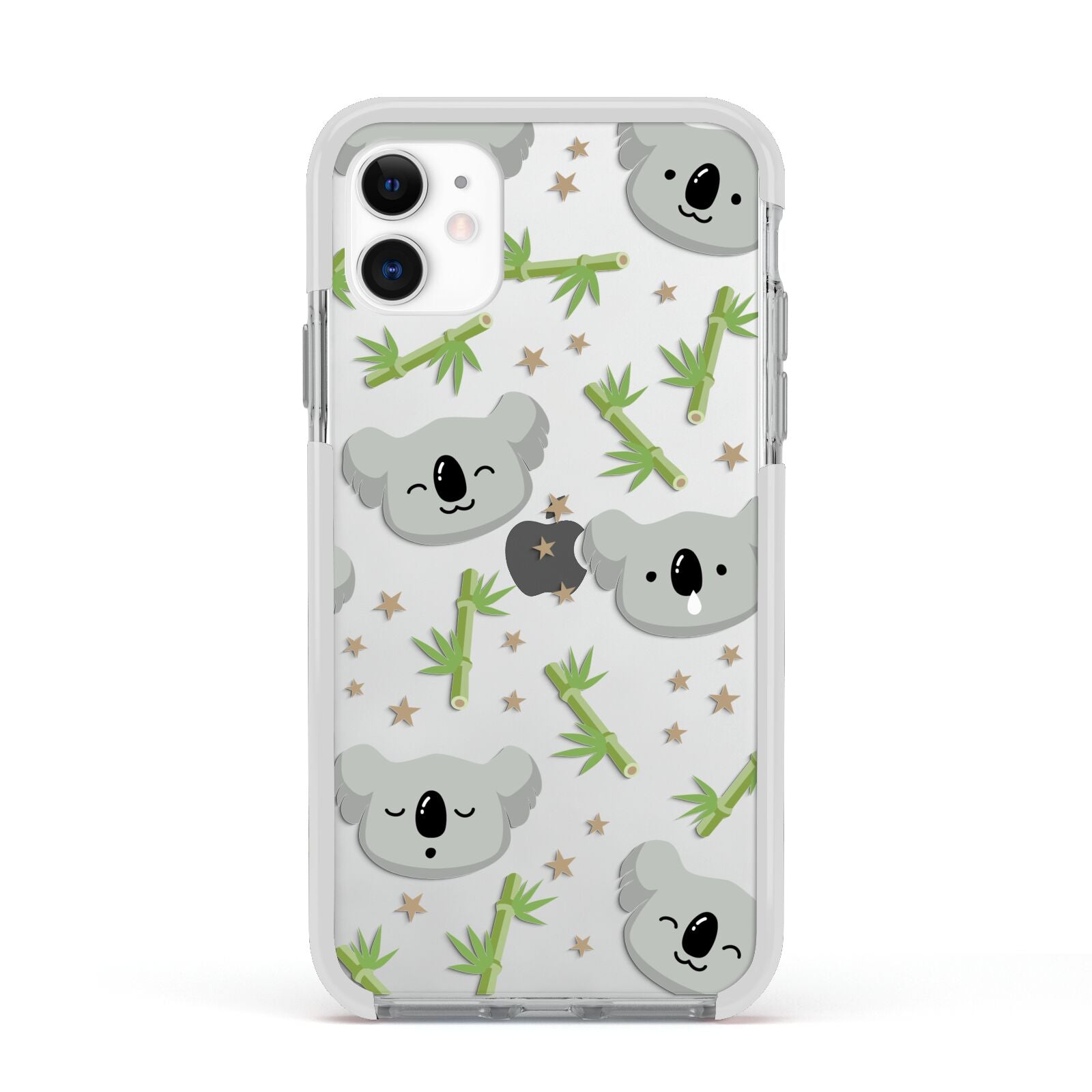 Koala Faces with Transparent Background Apple iPhone 11 in White with White Impact Case