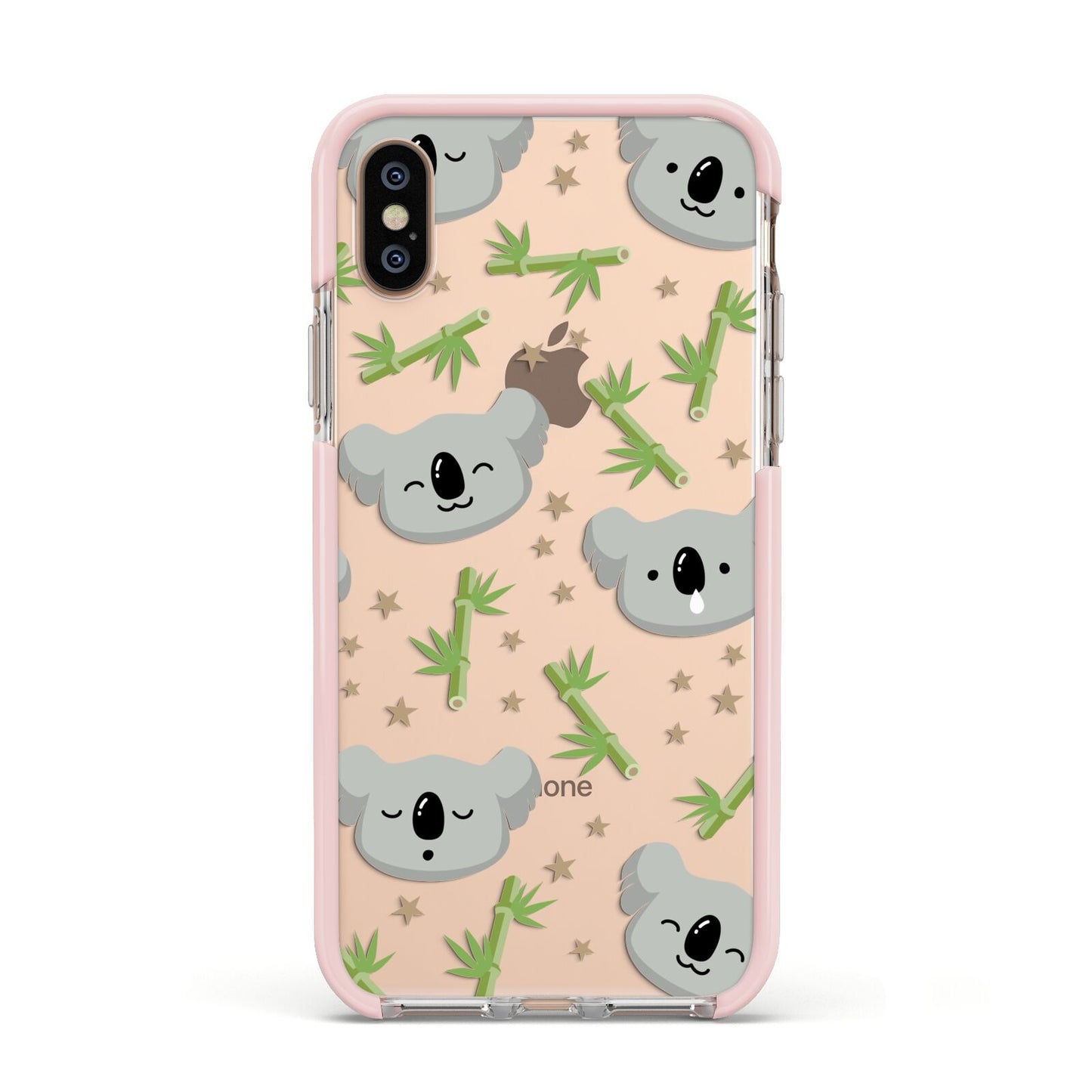 Koala Faces with Transparent Background Apple iPhone Xs Impact Case Pink Edge on Gold Phone
