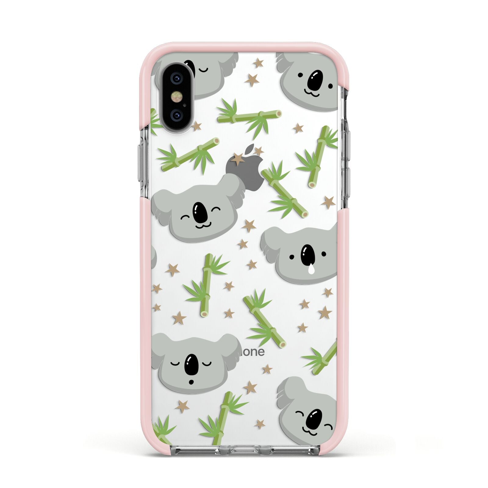 Koala Faces with Transparent Background Apple iPhone Xs Impact Case Pink Edge on Silver Phone
