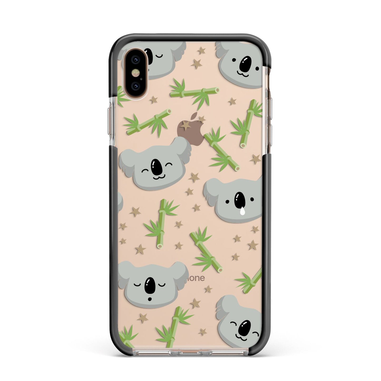 Koala Faces with Transparent Background Apple iPhone Xs Max Impact Case Black Edge on Gold Phone
