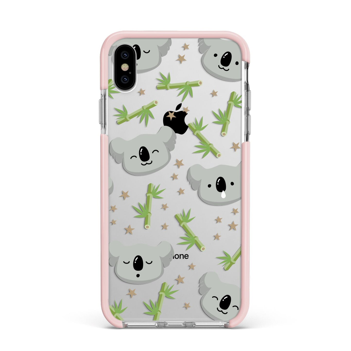 Koala Faces with Transparent Background Apple iPhone Xs Max Impact Case Pink Edge on Silver Phone