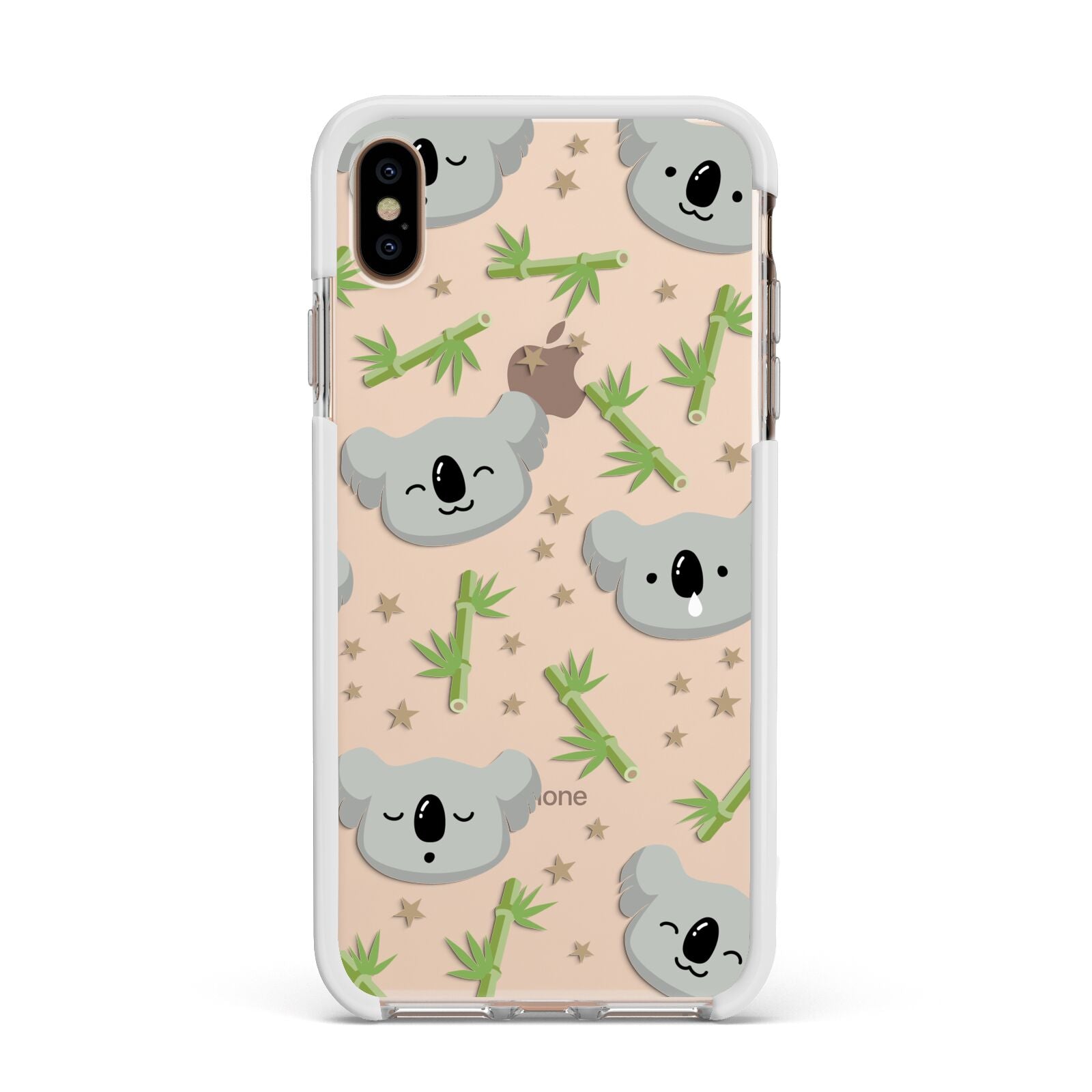 Koala Faces with Transparent Background Apple iPhone Xs Max Impact Case White Edge on Gold Phone