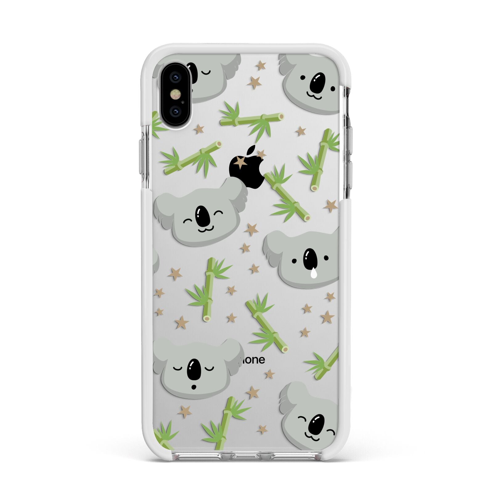Koala Faces with Transparent Background Apple iPhone Xs Max Impact Case White Edge on Silver Phone