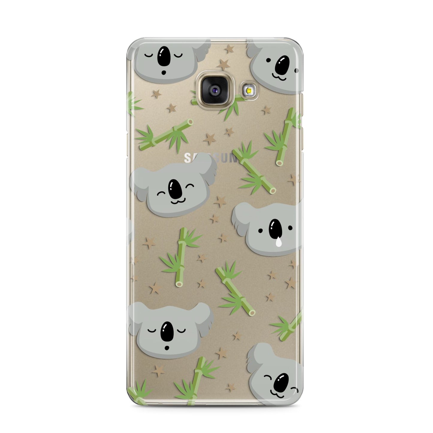 Koala Faces with Transparent Background Samsung Galaxy A3 2016 Case on gold phone